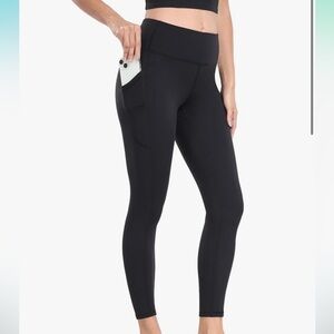 Yunoga Fleece Lined Black Pocket Leggings